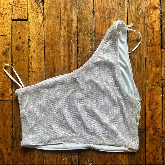 H&M Sequined One Shoulder Net Top & Sequined Net Skirt - Size L - Picture 8 of 14